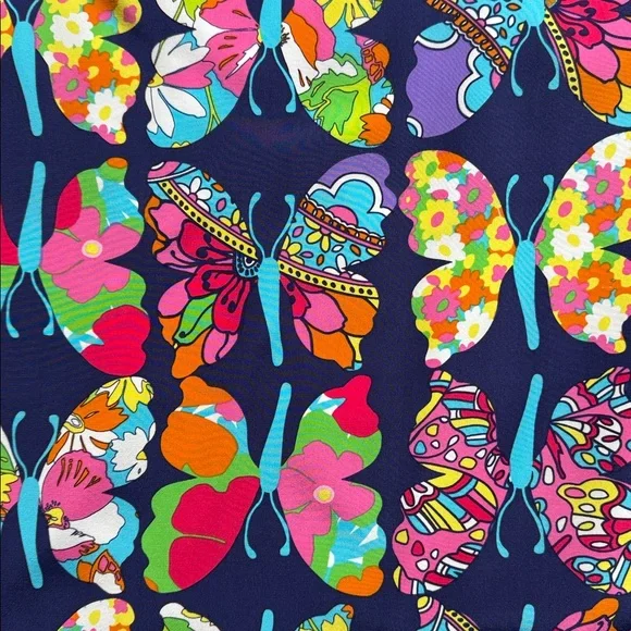 Lilly Pulitzer 🦋 Print Silk One Shoulder Blouse, size 2, like new - Picture 2 of 4